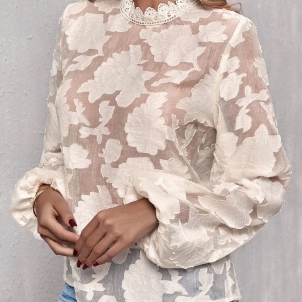 CHIC DOLLC Oblique Leaf Print Blouse Top fall wint - Picture 5 of 7